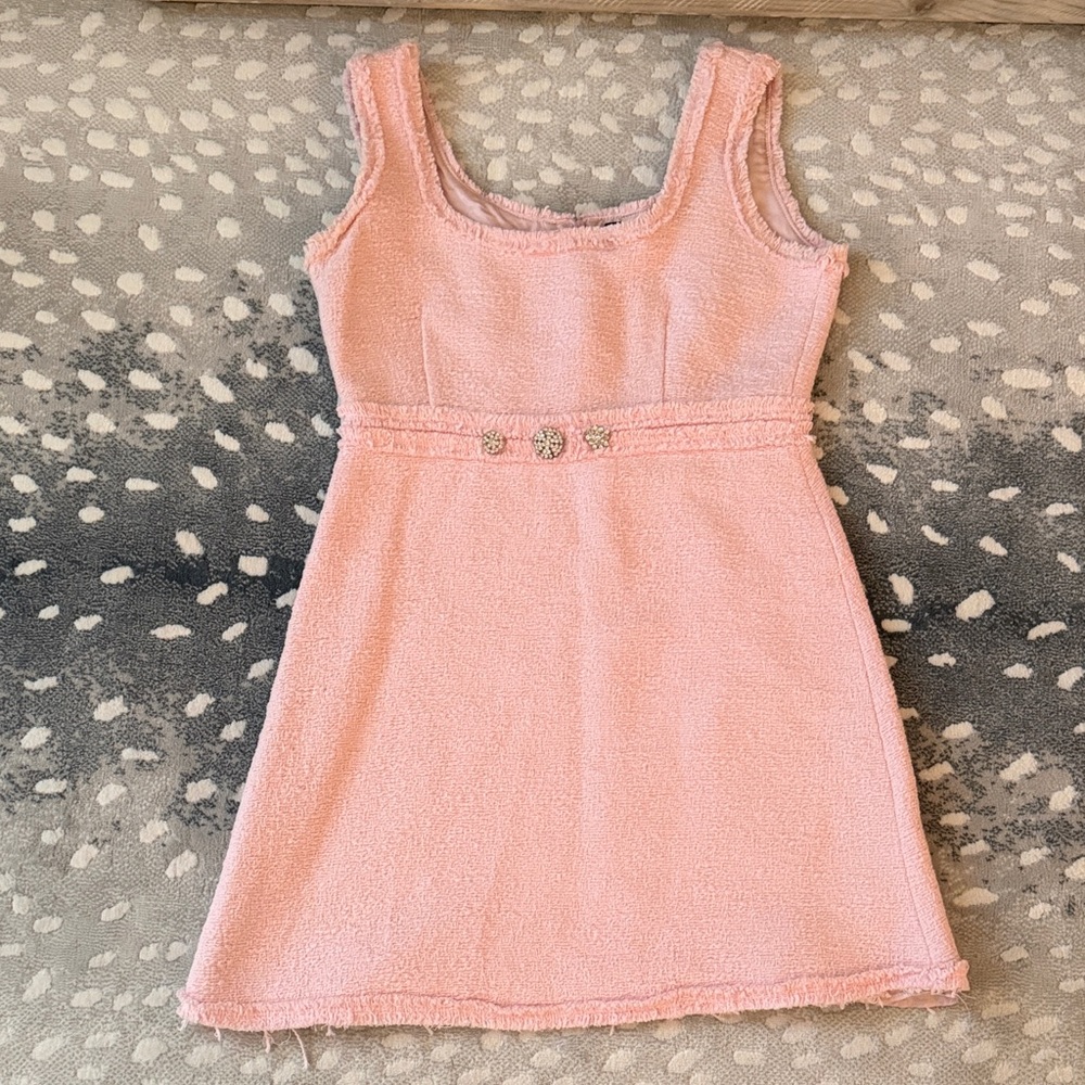 Zara Soft Pink Kids Dress with Floral Accents